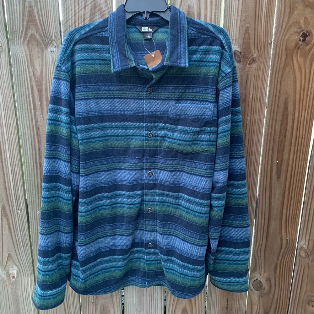 Eddie Bauer Fleece Shirt - Mens XL - Blue/Green- New with Tag
